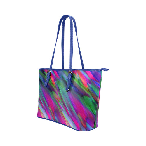Colorful digital art splashing G400 Leather Tote Bag/Small (Model 1651)