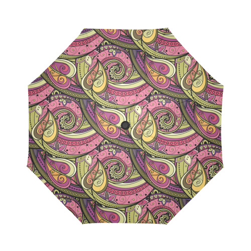 Pink Orange Green Vintage Floral Pattern Auto-Foldable Umbrella (Model U04)