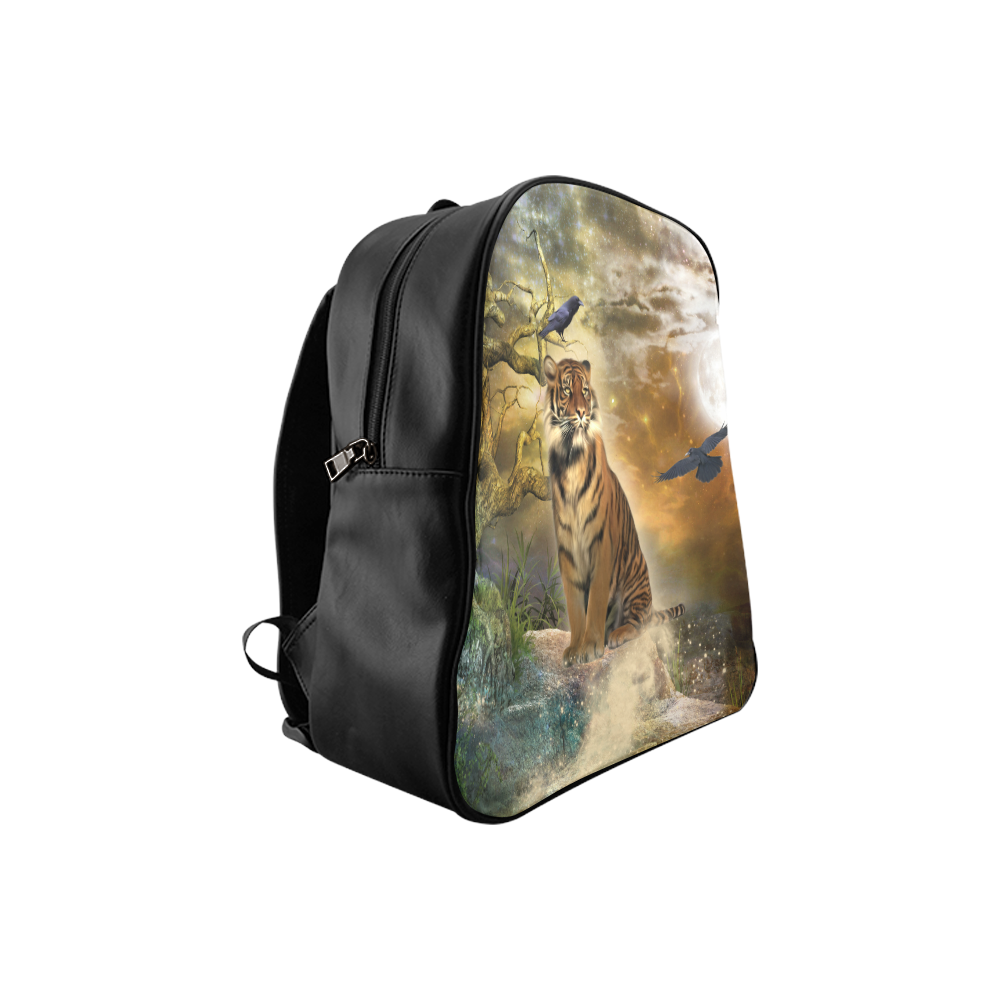 Awesome itger in the night School Backpack (Model 1601)(Small)