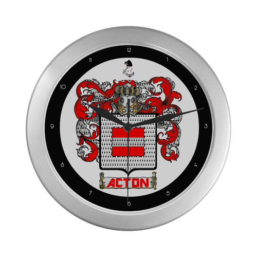 ACTON OF YORKSHIRE COAT OF ARMS Silver Color Wall Clock