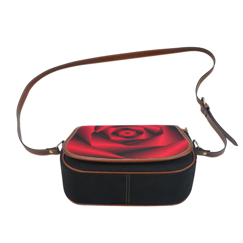 Black & Red Swirls Love Heart Saddle Bag/Small (Model 1649)(Flap Customization)