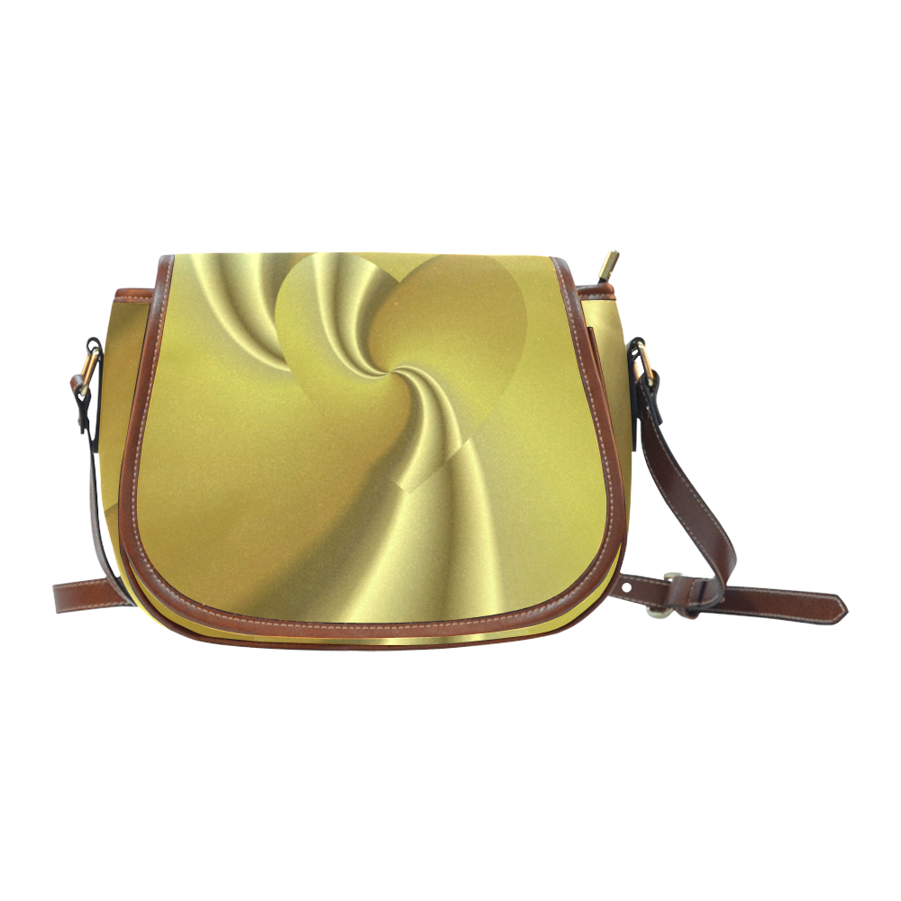 Golden Swirls Love Heart Saddle Bag/Small (Model 1649) Full Customization