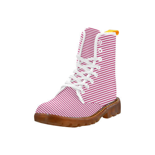 Pink Yarrow Stripes Martin Boots For Women Model 1203H