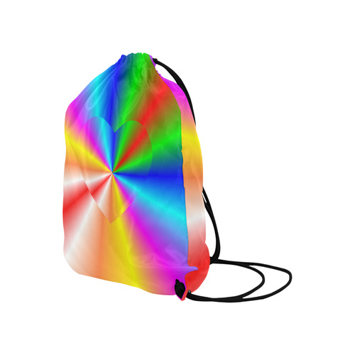 Rainbow Sunburst Love Heart Large Drawstring Bag Model 1604 (Twin Sides)  16.5"(W) * 19.3"(H)