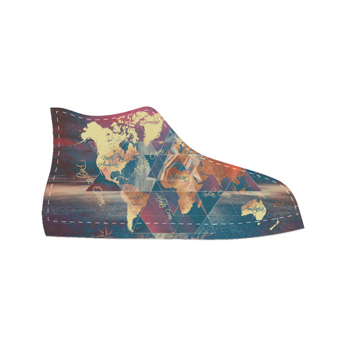 world map Men’s Classic High Top Canvas Shoes (Model 017)