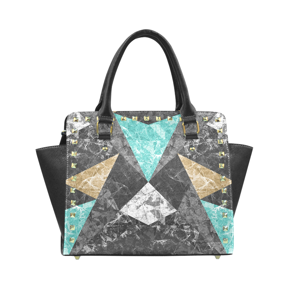 Marble Geometric Background G430 Rivet Shoulder Handbag (Model 1645)