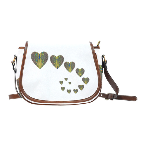 Peacock Feathers  Love Hearts Trail Saddle Bag/Large (Model 1649)