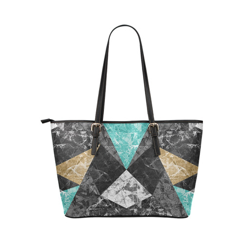 Marble Geometric Background G430 Leather Tote Bag/Small (Model 1651)