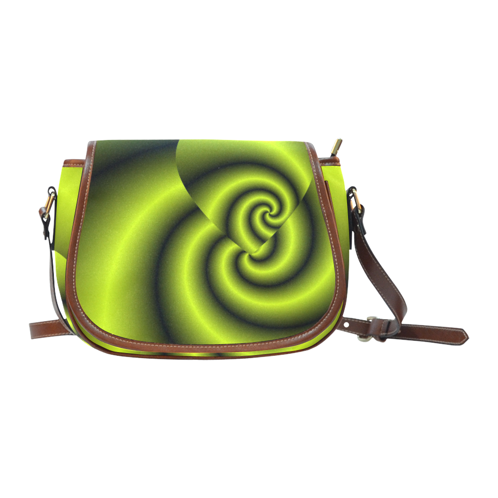 Irish Green Swirls Love Heart Saddle Bag/Small (Model 1649) Full Customization
