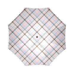 Pink Blue Grey Plaid Design Foldable Umbrella (Model U01)