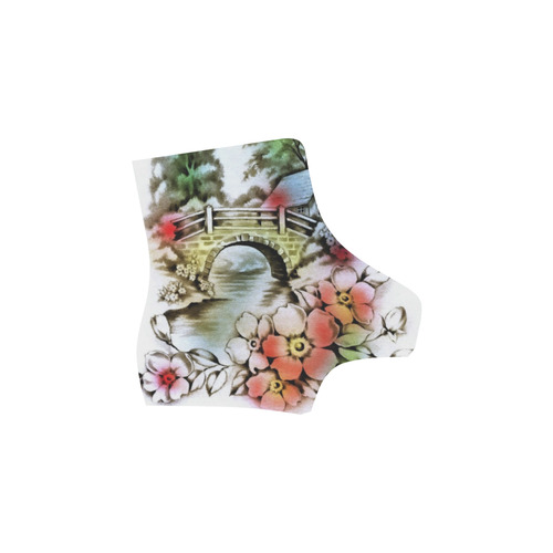 Vintage Home and Flower Garden with Bridge Martin Boots For Women Model 1203H