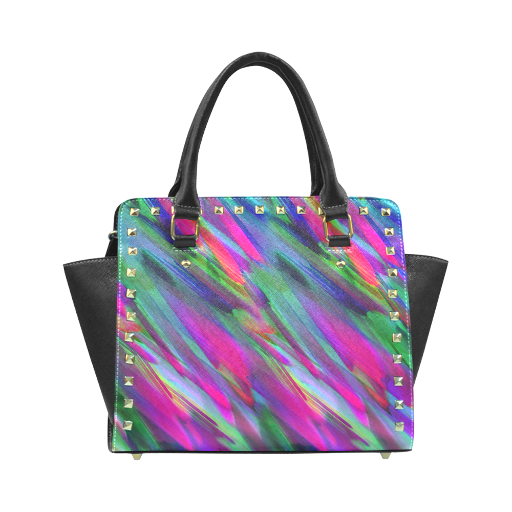 Colorful digital art splashing G400 Rivet Shoulder Handbag (Model 1645)