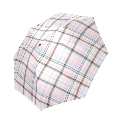Pink Blue Grey Plaid Design Foldable Umbrella (Model U01)