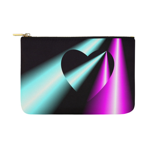 Pink & Turquoise Laser Beams Love Heart Carry-All Pouch 12.5''x8.5''