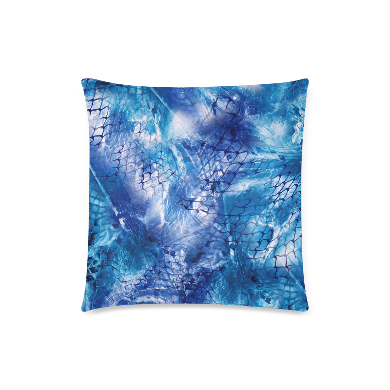 Nautical theme Decor Pillow Blue Fishnet Print by Juleez Custom Zippered Pillow Case 18"x18"(Twin Sides)