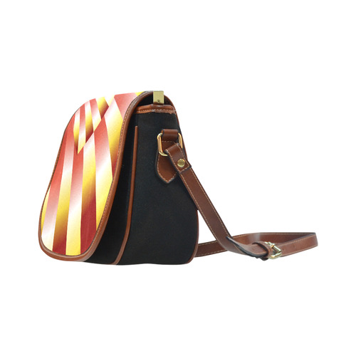 Orange, Red & Yellow Autumn Sunset Love Heart Saddle Bag/Small (Model 1649)(Flap Customization)