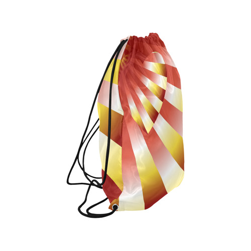 Orange, Red & Yellow Autumn Sunset Love Heart Medium Drawstring Bag Model 1604 (Twin Sides) 13.8"(W) * 18.1"(H)