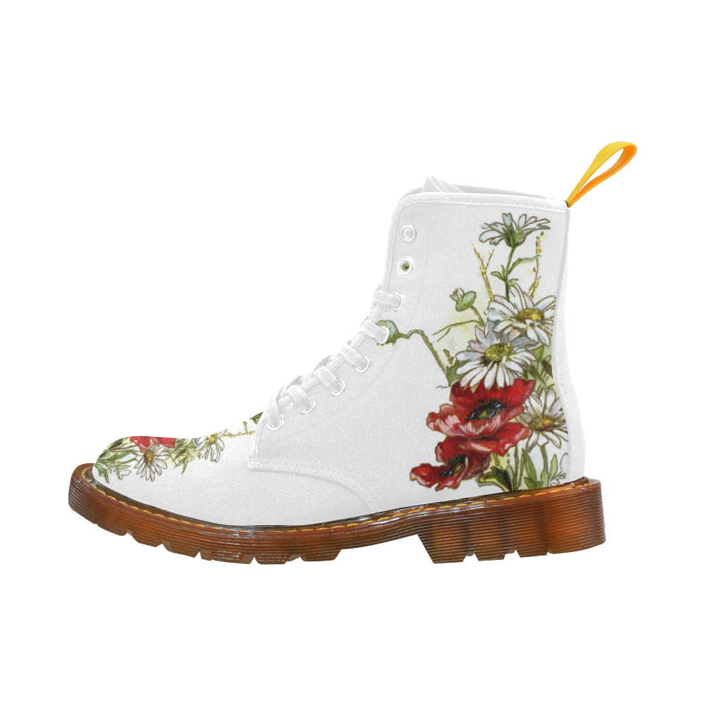 Vintage Floral Daisies Poppies I Martin Boots For Women Model 1203H