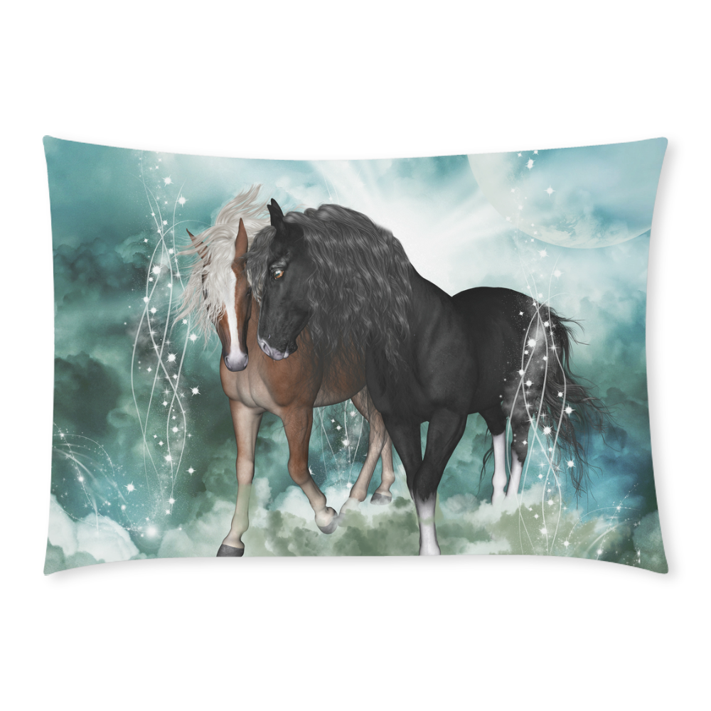 The wonderful couple horses Custom Rectangle Pillow Case 20x30 (One Side)