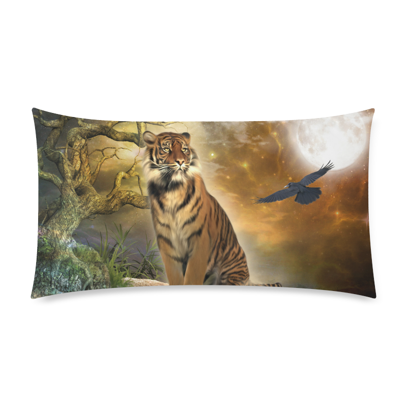 Awesome itger in the night Custom Rectangle Pillow Case 20"x36" (one side)