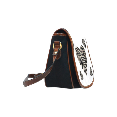 Black and White Zebra Fur Love Hearts Saddle Bag/Small (Model 1649)(Flap Customization)
