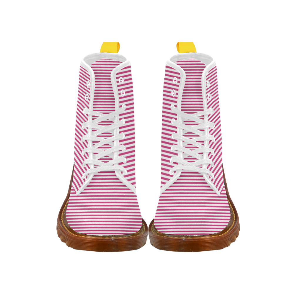 Pink Yarrow Stripes Martin Boots For Women Model 1203H