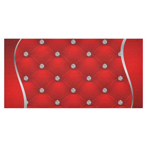 Red Silver Luxury Pattern Fake Diamonds Cotton Linen Tablecloth 60"x120"