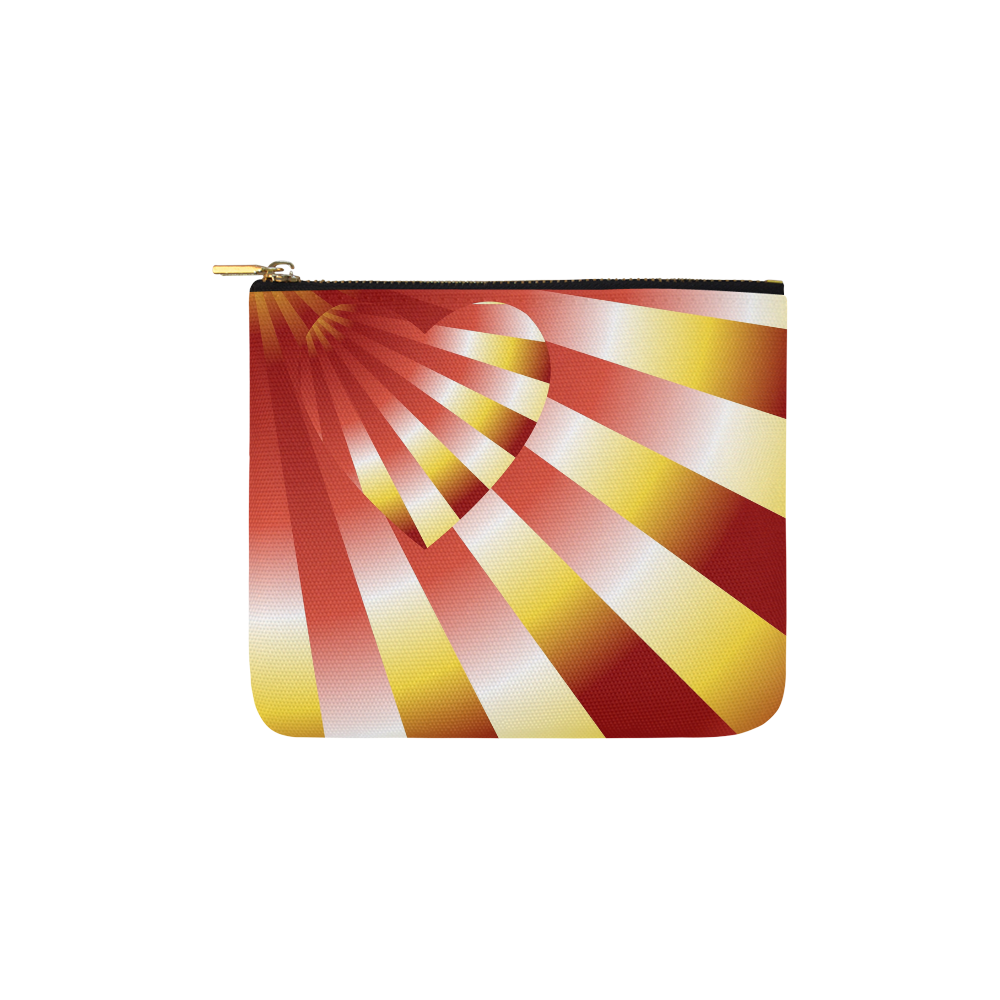 Orange, Red & Yellow Autumn Sunset Love Heart Carry-All Pouch 6''x5''