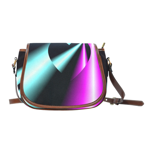 Pink & Turquoise Laser Beams Love Heart Saddle Bag/Large (Model 1649)
