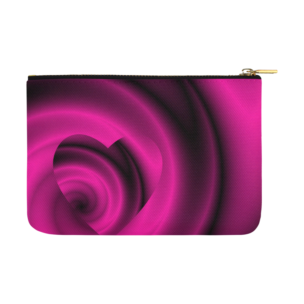 Fuchsia Pink & Purple Swirls Love Heart Carry-All Pouch 12.5''x8.5''