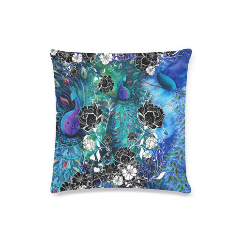 Blue Peacock Garden Print By Juleez Custom Zippered Pillow Case 16"x16"(Twin Sides)