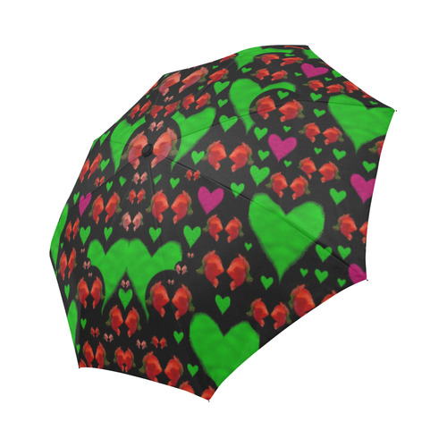 love hearts and roses Auto-Foldable Umbrella (Model U04)