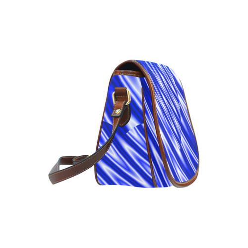 Blue Zig Zags Love Heart Saddle Bag/Small (Model 1649) Full Customization