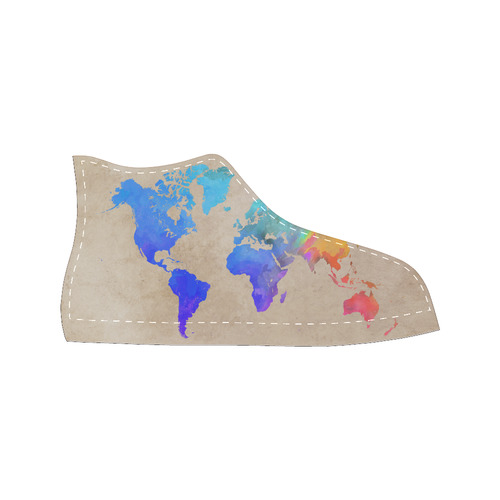 world map Men’s Classic High Top Canvas Shoes (Model 017)