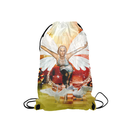 Fairy with swan Small Drawstring Bag Model 1604 (Twin Sides) 11"(W) * 17.7"(H)