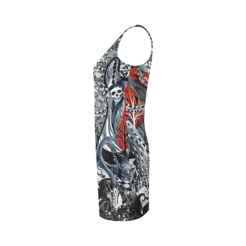 Raven Heart Print Tank Dress by Juleez Medea Vest Dress (Model D06)