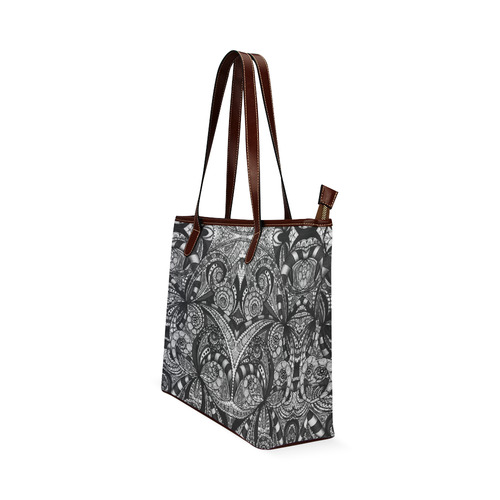 Drawing Floral Zentangle G6B Shoulder Tote Bag (Model 1646)