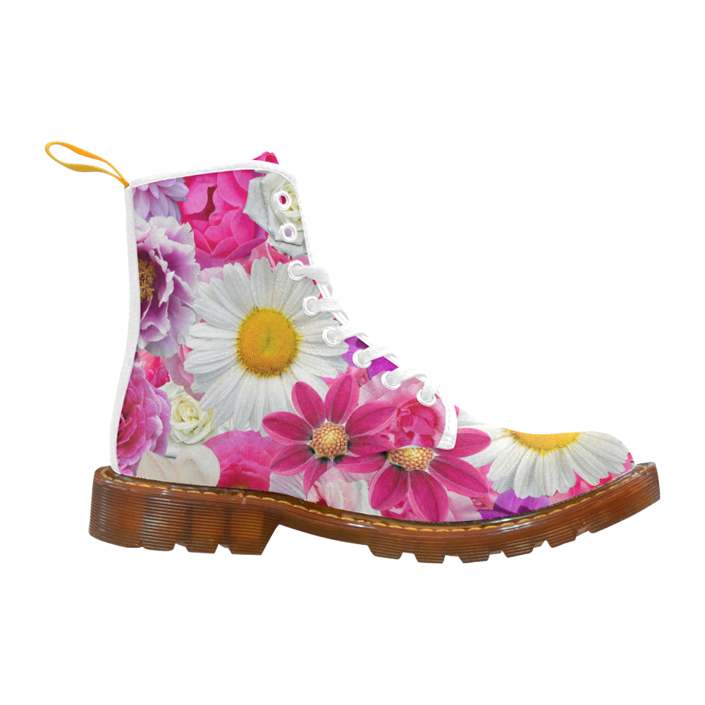 Pink flowers_ Gloria Sanchez1 Martin Boots For Women Model 1203H