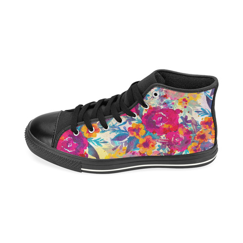 Watercolor flowers and plants 02 High Top Canvas Women's Shoes/Large Size (Model 017)