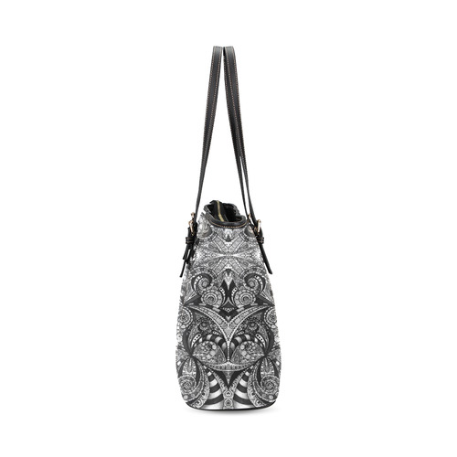 Drawing Floral Zentangle G6B Leather Tote Bag/Small (Model 1640)
