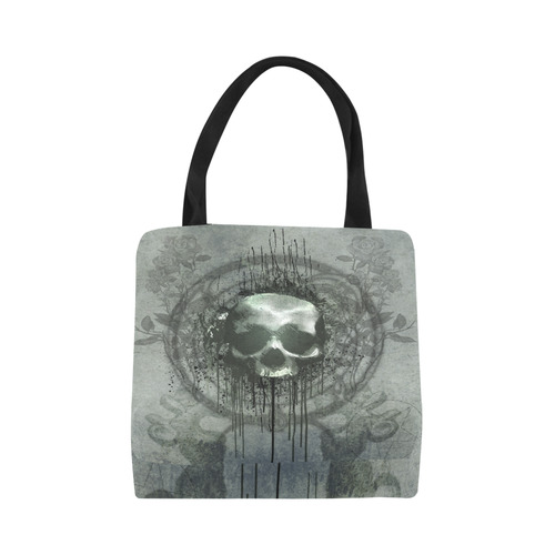 Awesome skull with bones and grunge Canvas Tote Bag (Model 1657)
