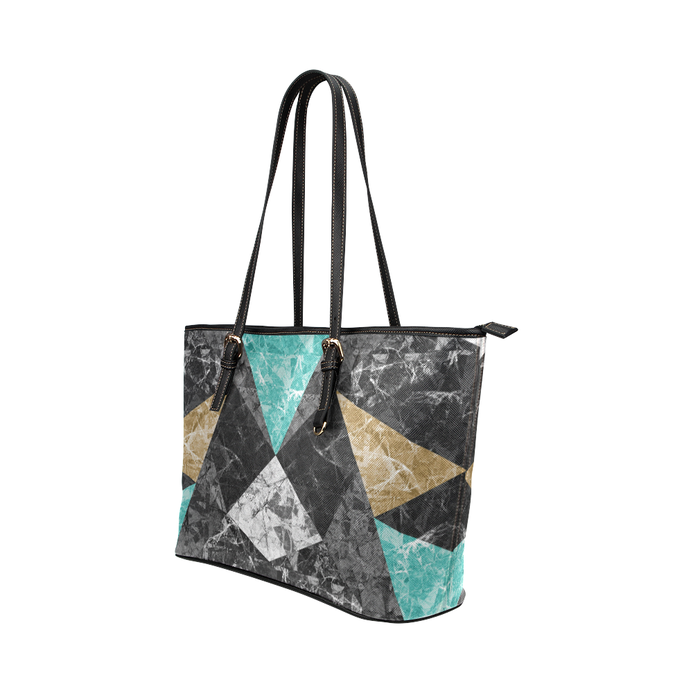 Marble Geometric Background G430 Leather Tote Bag/Large (Model 1651)
