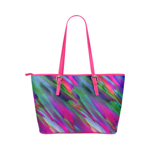Colorful digital art splashing G400 Leather Tote Bag/Large (Model 1651)