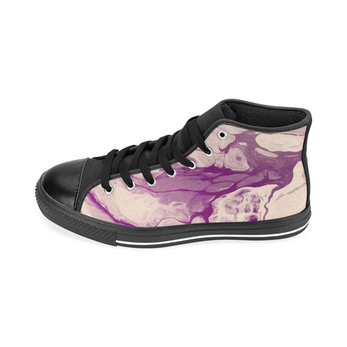 Pink Marble High Top Canvas Women's Shoes/Large Size (Model 017)