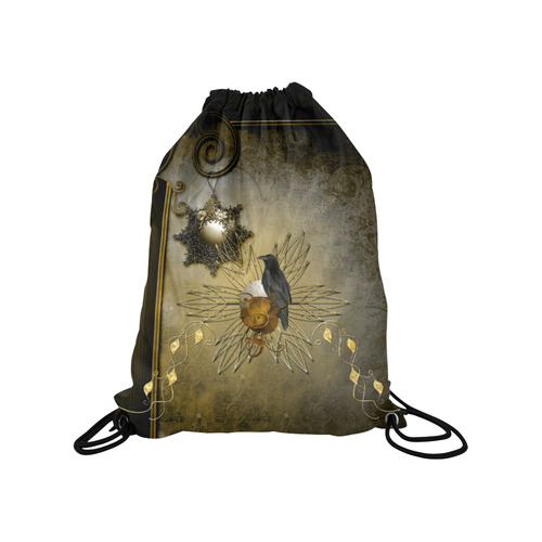 Decorative design with crow Medium Drawstring Bag Model 1604 (Twin Sides) 13.8"(W) * 18.1"(H)
