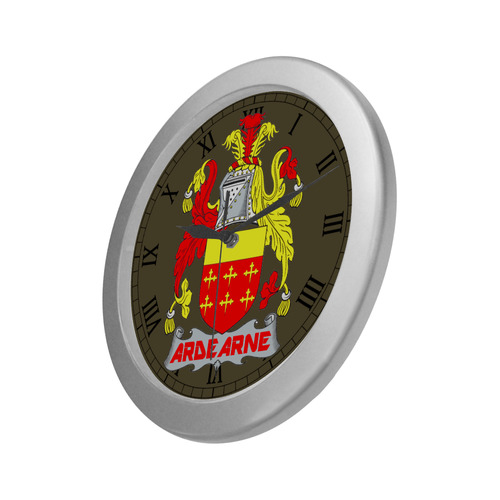 ARDEARNE OF KENT COAT OF ARMS Silver Color Wall Clock