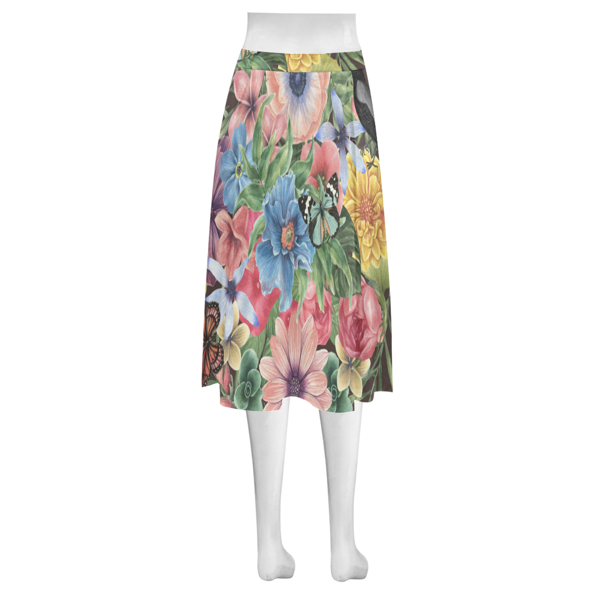 collage_ Spring II _ Gloria Sánchez Mnemosyne Women's Crepe Skirt (Model D16)