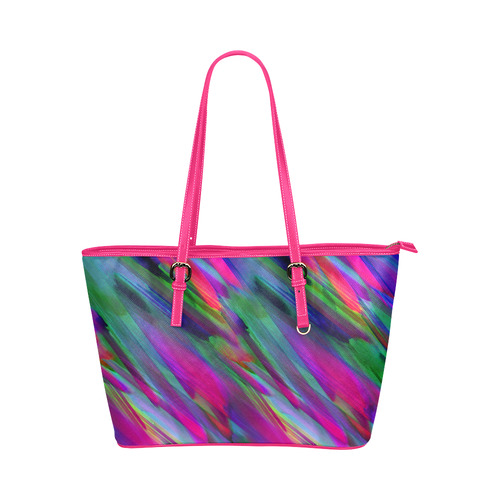 Colorful digital art splashing G400 Leather Tote Bag/Large (Model 1651)