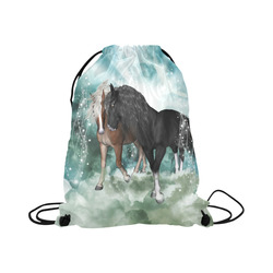 The wonderful couple horses Large Drawstring Bag Model 1604 (Twin Sides)  16.5"(W) * 19.3"(H)