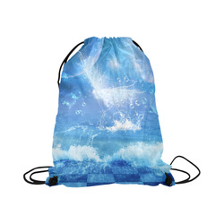 The water bird over the sea Large Drawstring Bag Model 1604 (Twin Sides)  16.5"(W) * 19.3"(H)